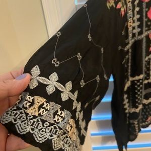 JOHNNY WAS top,XL; 3/4 sleeves detailed embroidery everywhere. Beautiful